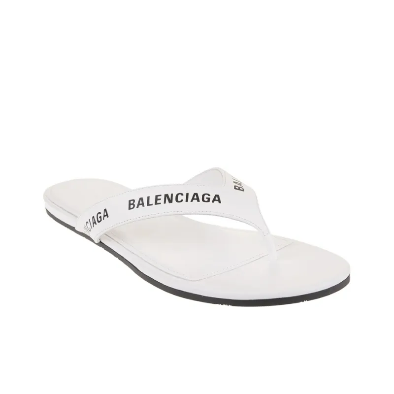Balenciaga Women's Flip Flop Slides 'Allover Logo - White'-3