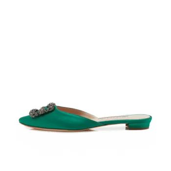 MANOLO BLAHNIK Closed Toe Slippers Women's Dark Green