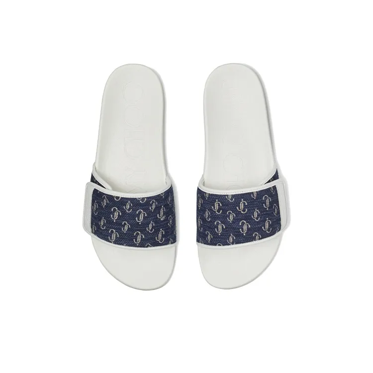 Jimmy Choo Fitz/M JC Logo Stylish Sandals Men's Blue White-4