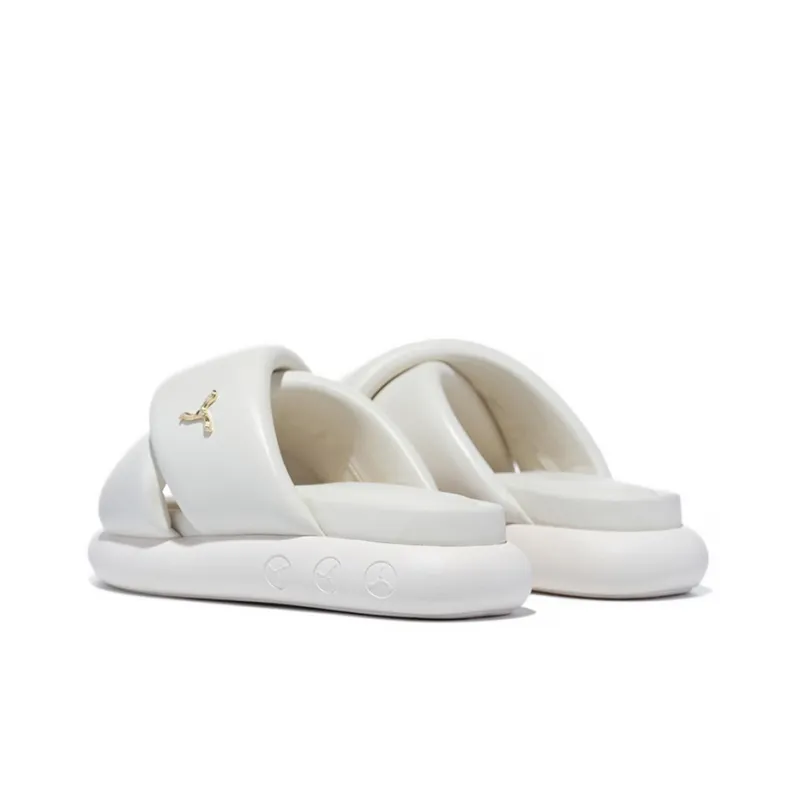 LI NING 1990 Quiet Slide Slippers Women's Eggnog Gray-3
