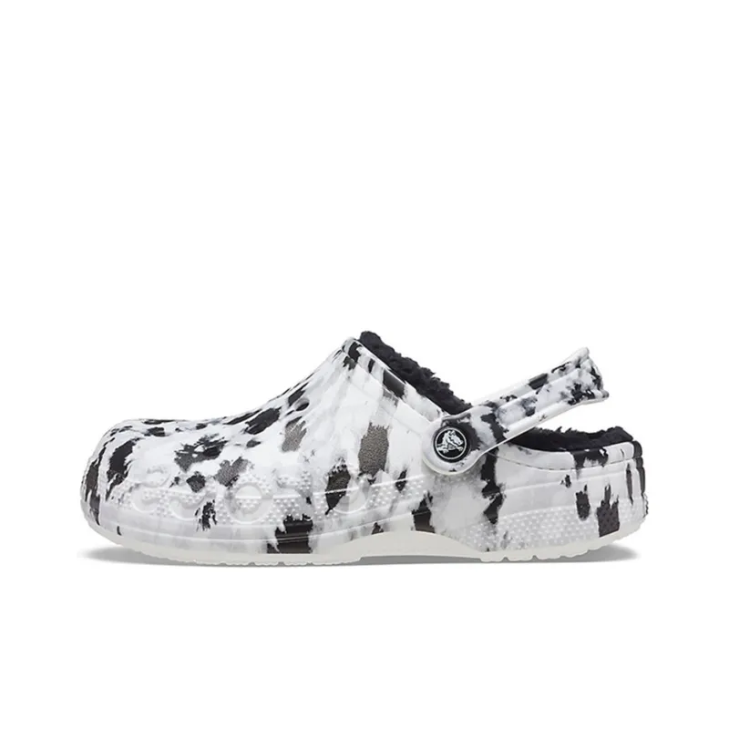 Crocs Baya Lined Clog Fleece Lined Unisex White Gray Slippers 'White Grey'-0