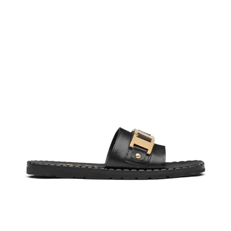 PRADA Slide Slippers Women's Black/Gold-1