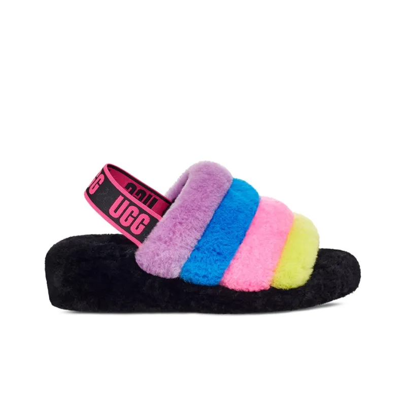 UGG Fluff Yeah Slide Black Taffy Pink Multi Women's-1