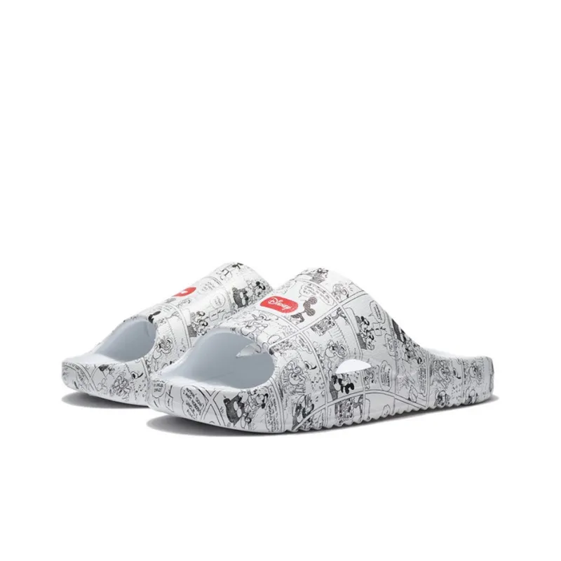 Disney x LiNing Slip Resistant Abrasion Resistant Slide Slippers Men's White Black Comic-2
