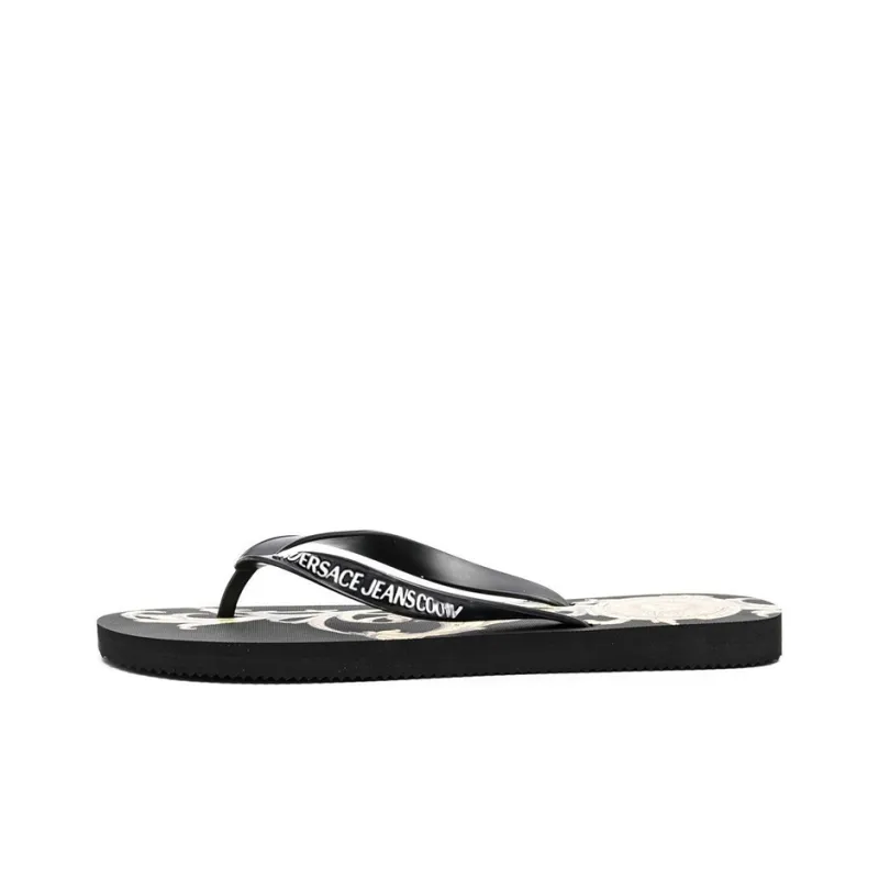 VERSACE Rubber Sole Quiet Flip Flops Men's Black-0