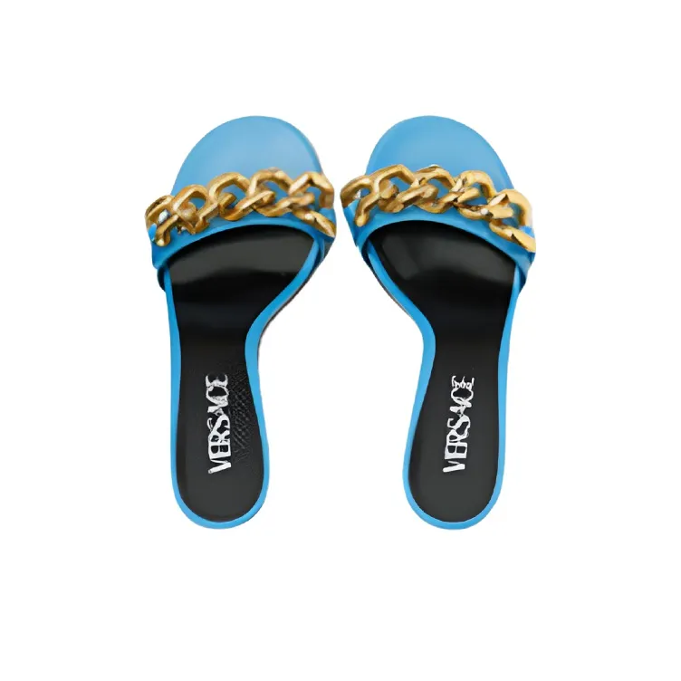 VERSACE Odor Resistant Slide Slippers Women's Light Blue-3