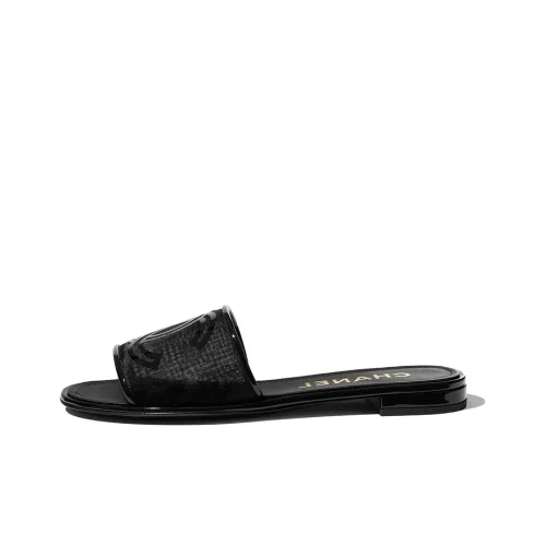 CHANEL Slide Slippers Women's Black