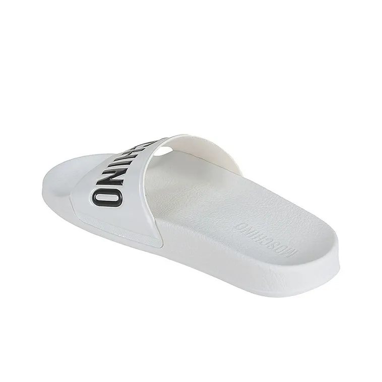 MOSCHINO Slide Slippers Women's White Black-3