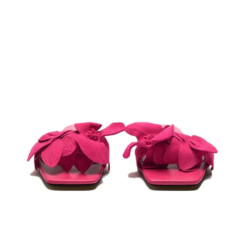 ZARA Rubber Sole Slide Slippers Women's Rose Red-3