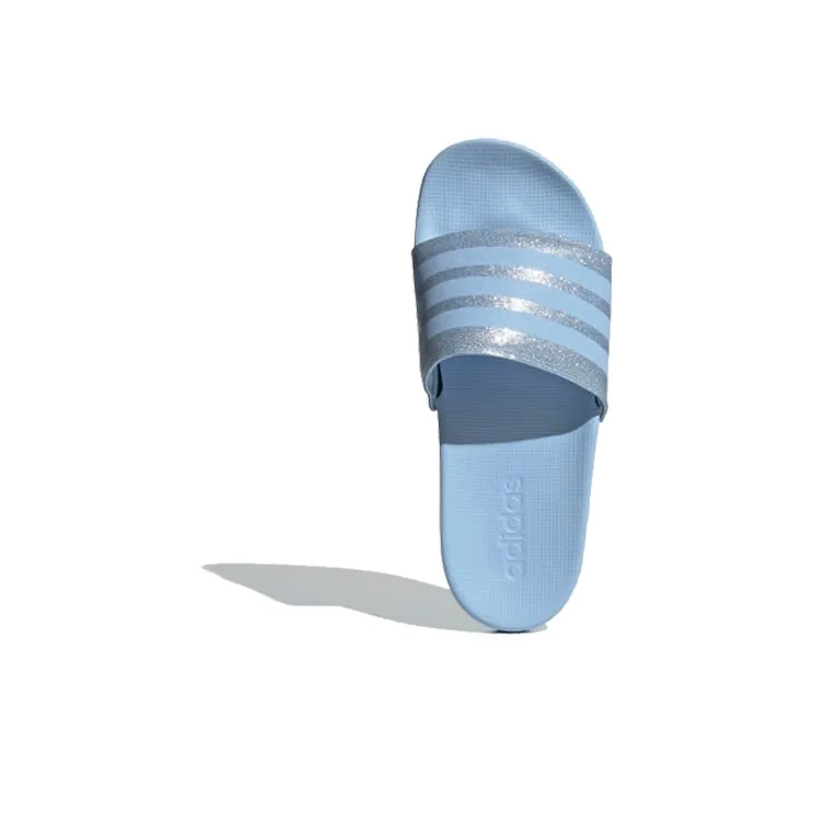 Adidas Adilette Comfort Slides '3 Stripes Shimmer Glow Blue' Women's-3