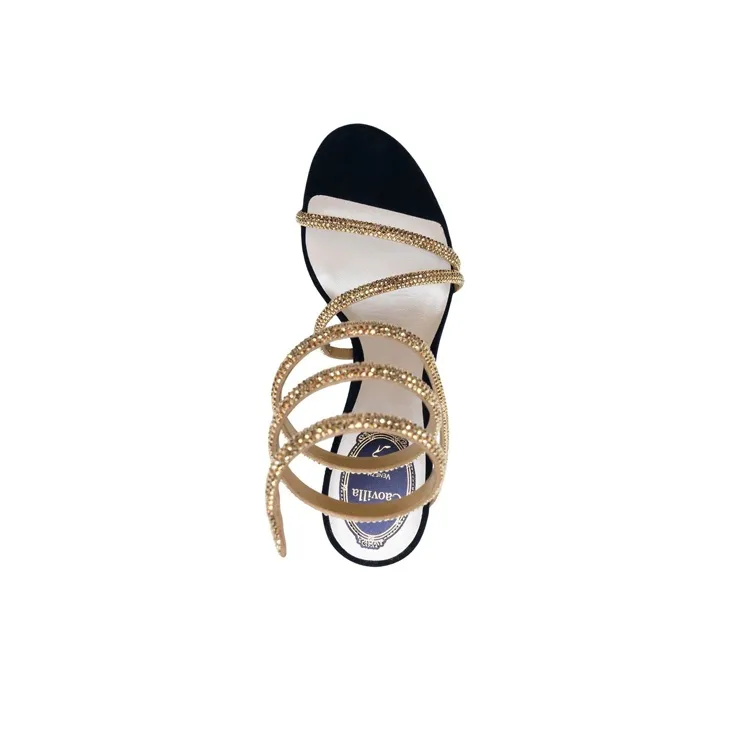 RENE CAOVILLA One Strap Sandals Women's Blue Gold Color-4