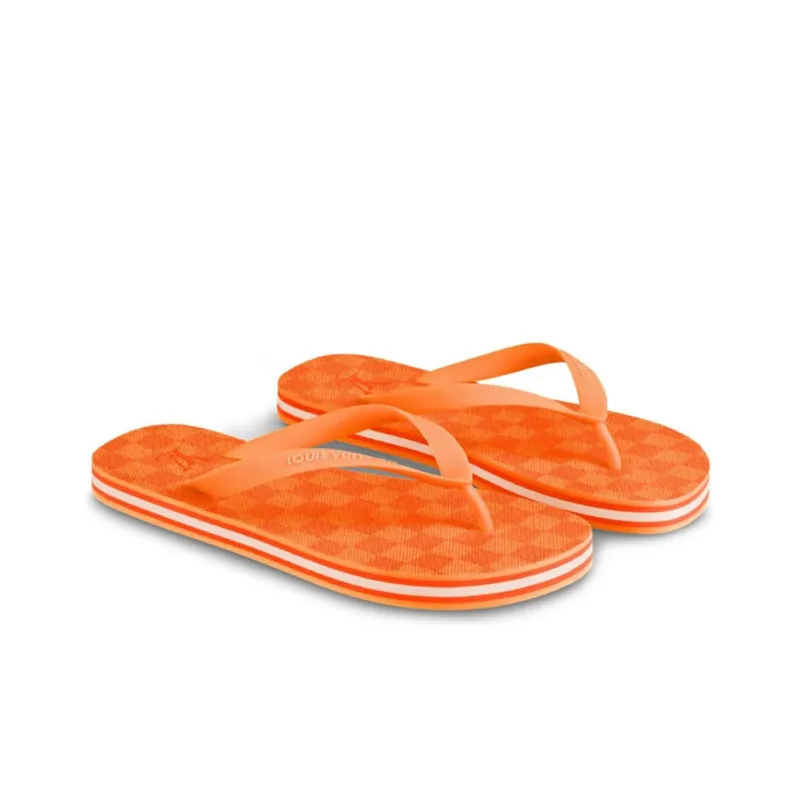 LOUIS VUITTON Molitor Damier Flip Flops Men's Orange-2