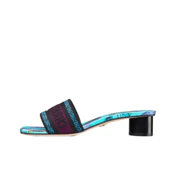 DIOR Rubber Sole Odor-Resistant Slide Slippers Women's Black Blue