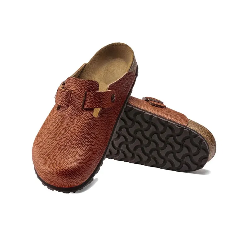 Birkenstock Boston Horween Embossed Natural Leather Ginger Brown-4