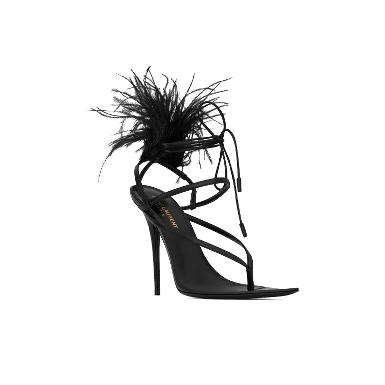 SAINT LAURENT Nue Strap Sandals Women's Black-2