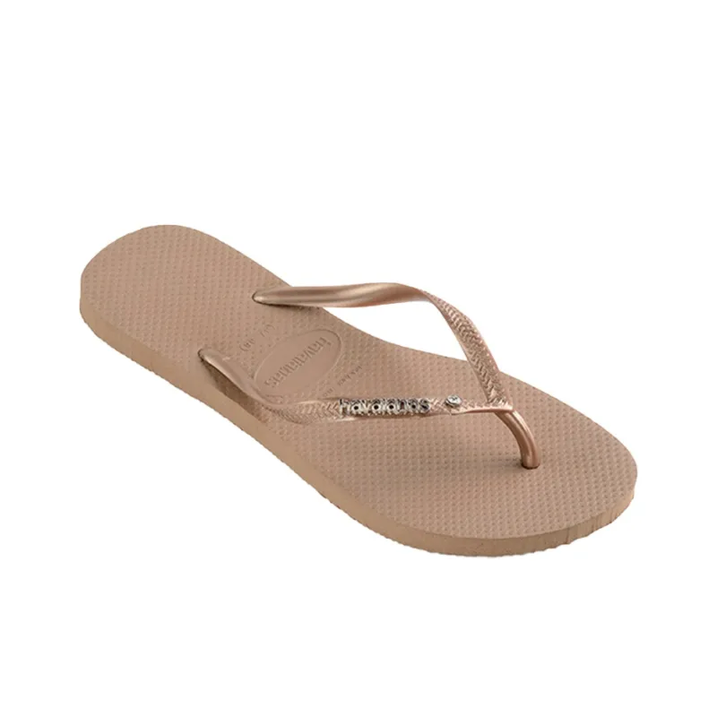 Havaianas Logo Metallic Stylish Sandals Women's Light Khaki-2