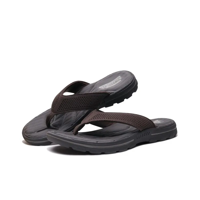 Skechers Relaxed Fit Rubber Sole Slip-Resistant Slide Slippers Men's Chocolate-2