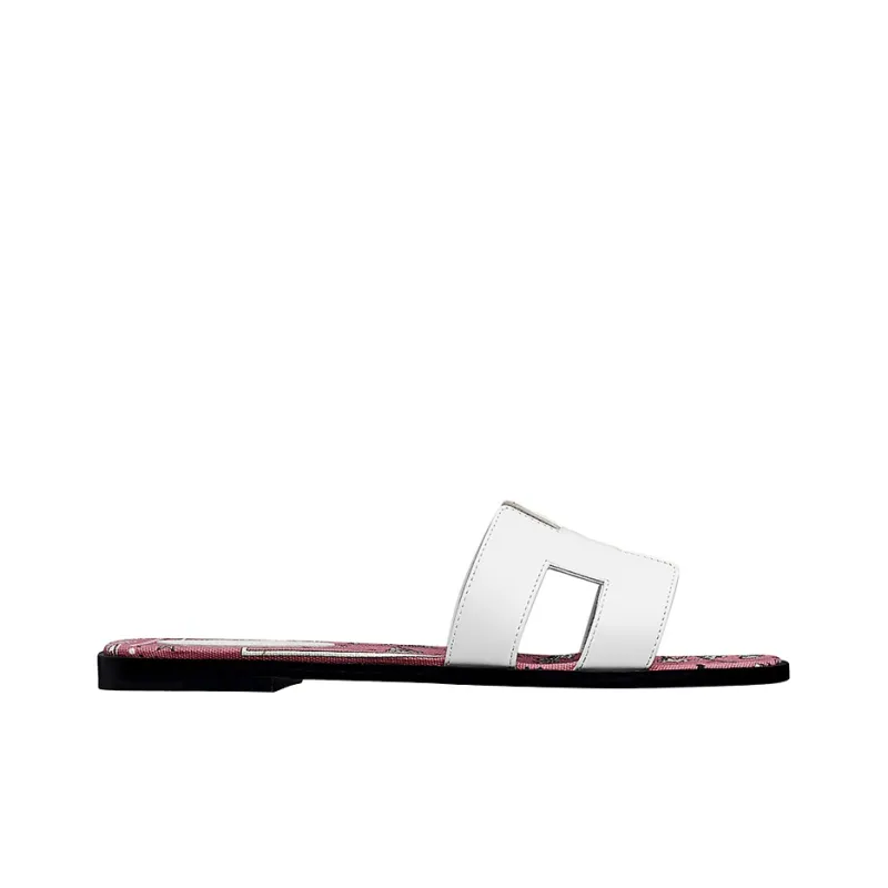 HERMES Oran Slide Slippers Women's White-1