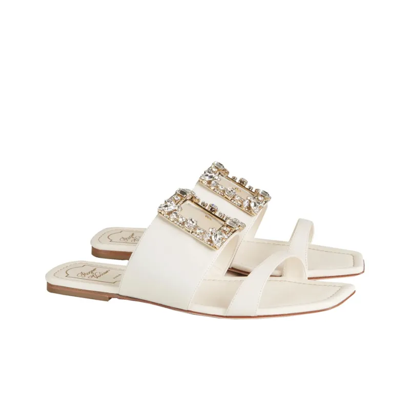 Roger Vivier Broche Vivier Series Genuine Leather Sole Slip Resistant Slide Slippers Women's-2