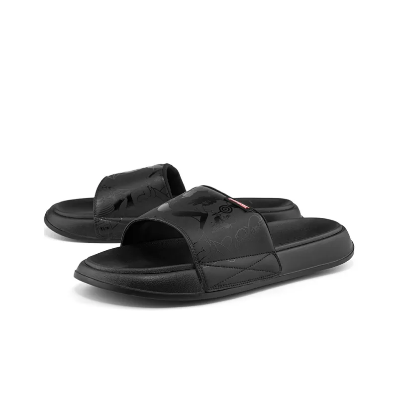 Kappa Kappa Player Series Rubber Sole Abrasion-Resistant Slide Slippers Unisex Black-3
