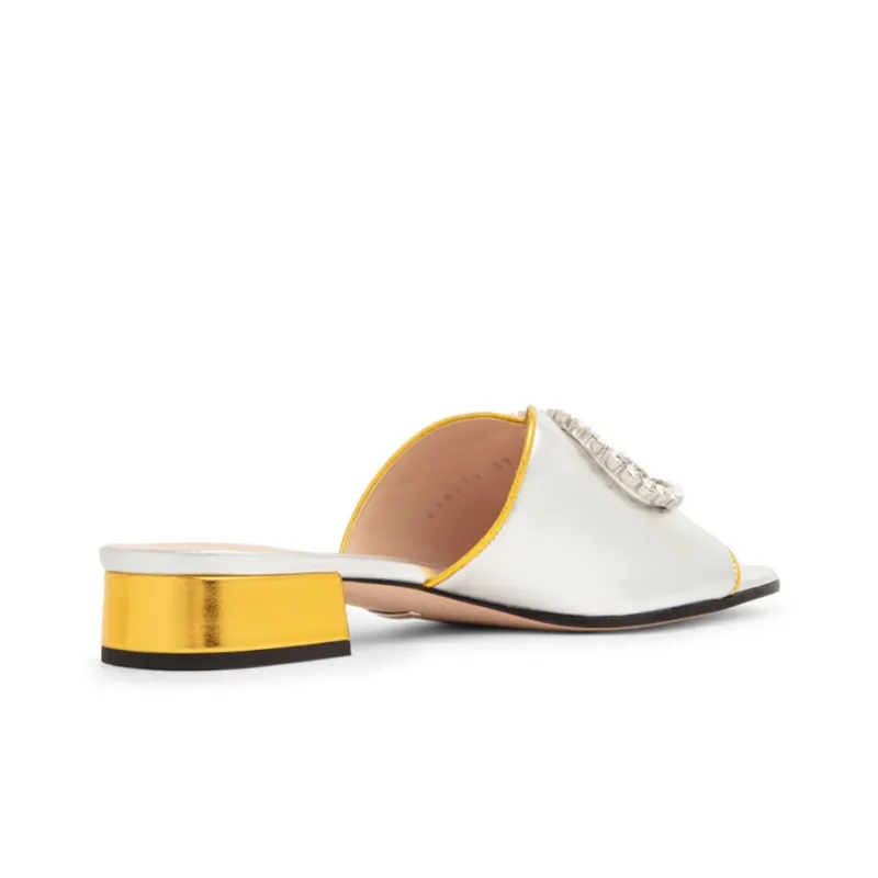 GUCCI Interlocking Abrasion-Resistant Slide Slippers Women's Silver-2