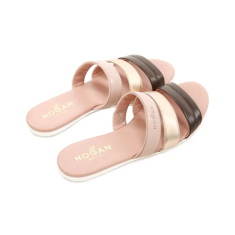 HOGAN Slide Slippers Women's Pink Gold Black-3