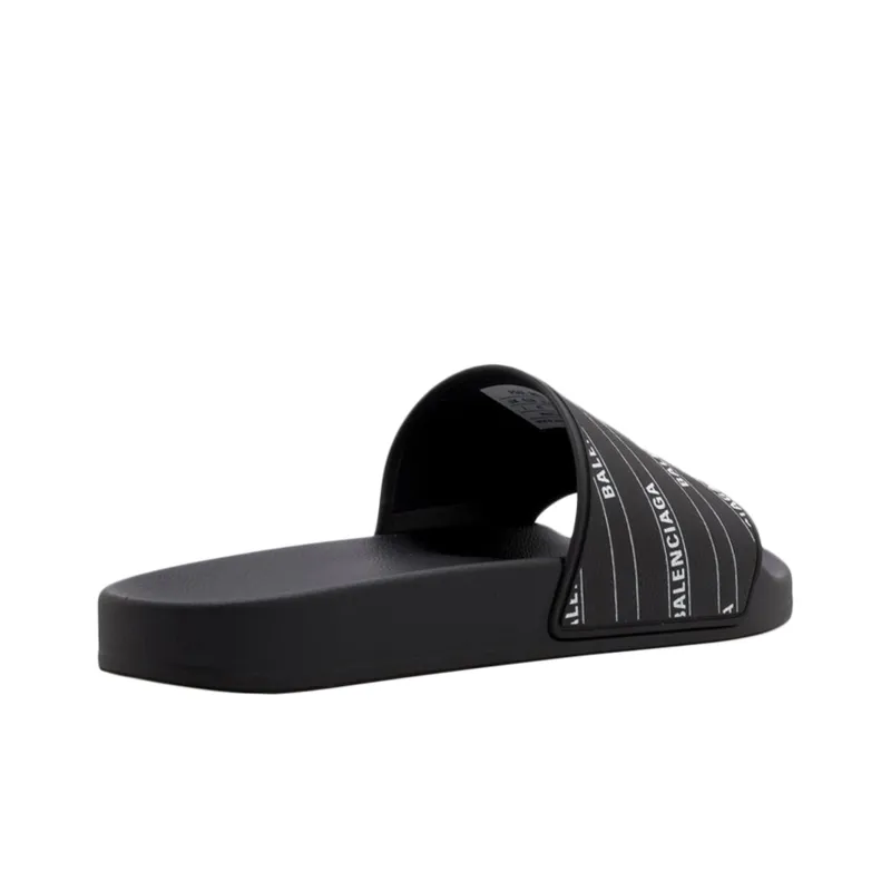 Balenciaga Rubber Slides 'Stripe Logo Piscine - Black'-3