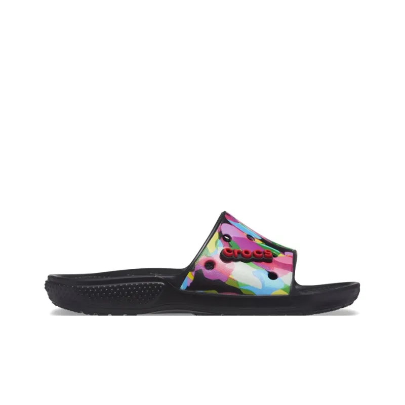 Crocs Classic Bubble Block Slides 'Black Multi'-1