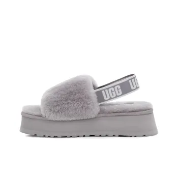 UGG Disco Slide Lightweight Cozy Thick Sole Gray Purple Colorblock Women's
