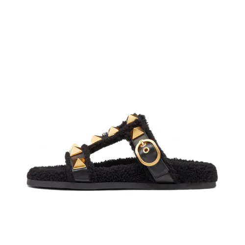 Valentino Roman Stud Slide Slippers Women's Black