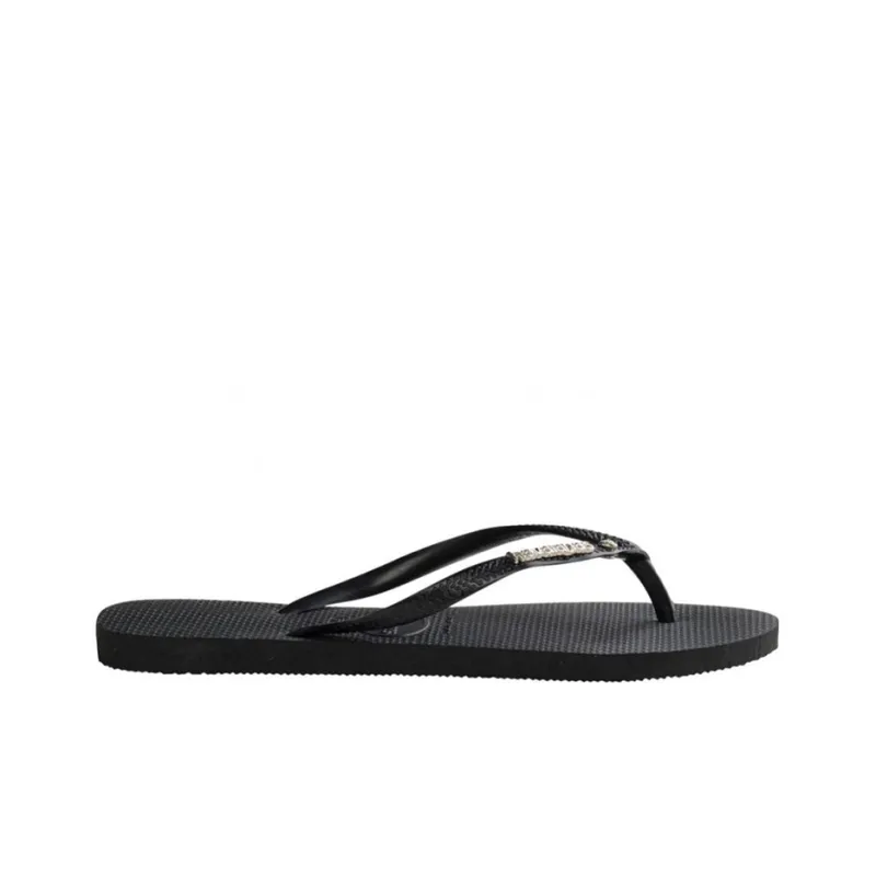 Havaianas Hauni Logo Metallic Stylish Sandals Women's Black-1