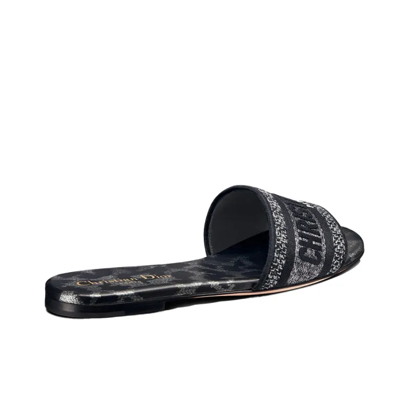 DIOR Dway Slide Slippers Women's Black Gray Color-4