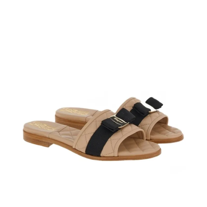 FERRAGAMO Vara Bow Quilted Slides-2