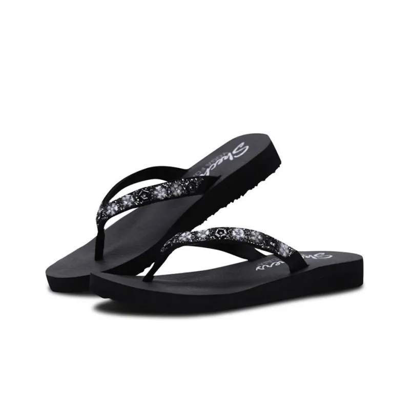 Skechers Meditation Rubber Sole Slip-Resistant Slide Slippers Women's Black-2
