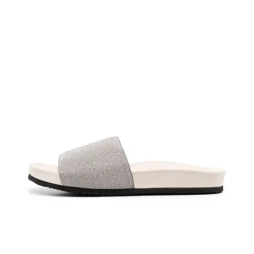 Brunello Cucinelli Slide Slippers Women's Light Gray