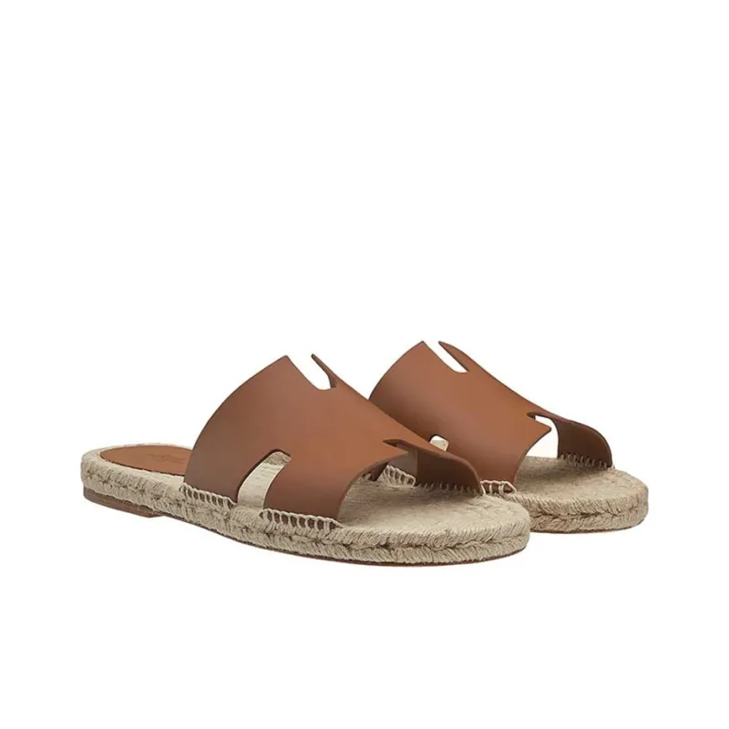HERMES Antigua Espadrille Natural Safari Calfskin Leather-2