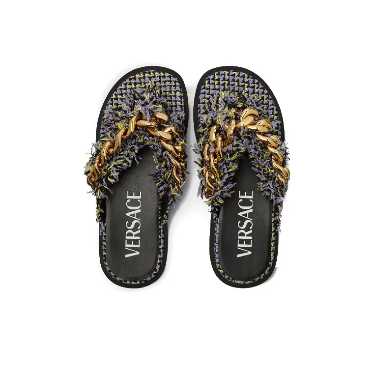 VERSACE Chain Embellished Platform Sandal Black Multicolor Women's-2