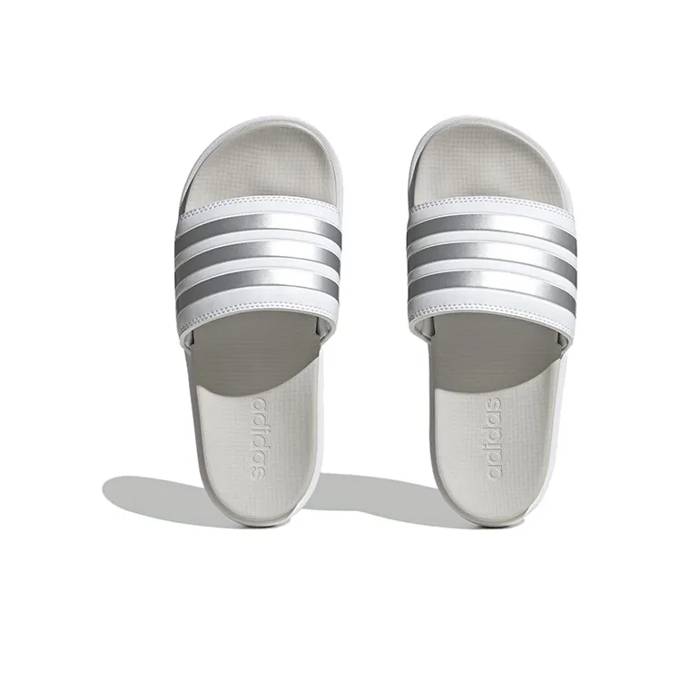 Adidas Adilette Platform Slides Cloud White Zero Metalic Grey Women's-4