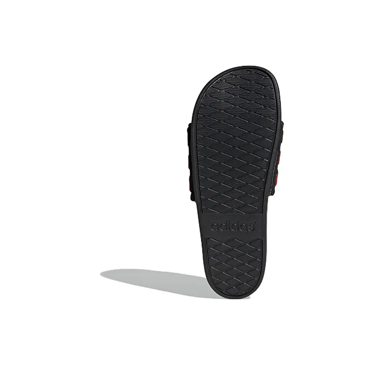 Adidas Adilette Rubber Sole Slip-Resistant Slide Slippers Men's Black Red-5