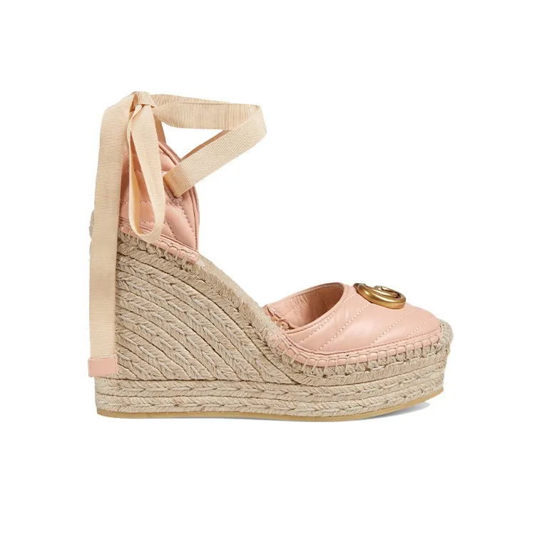 GUCCI GG Marmont Wedge Heel High Heels 12cm Women's Pink-1