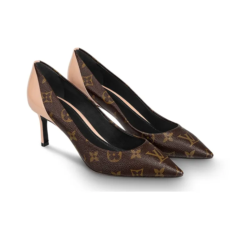 LOUIS VUITTON Chérie Slim Heel High Heels Women's Brown-3