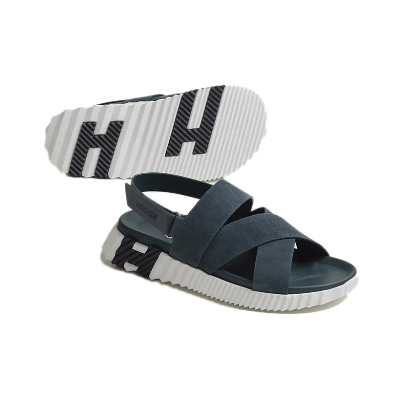 HERMES Electric Strap Sandals Men's Sky Blue-4