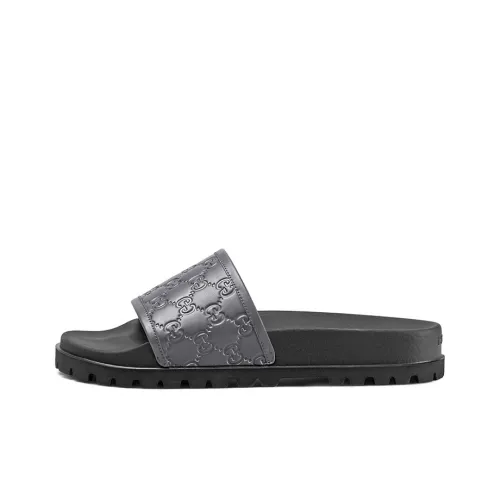 GUCCI Slide Slippers Men Black/Grey