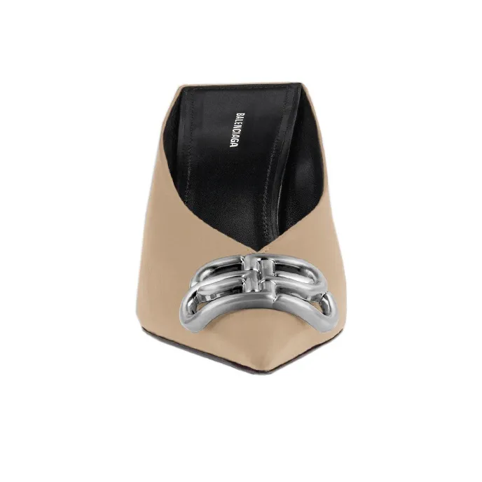 Balenciaga Knife Square BB Wrap-toe Slippers Women's Brown-2