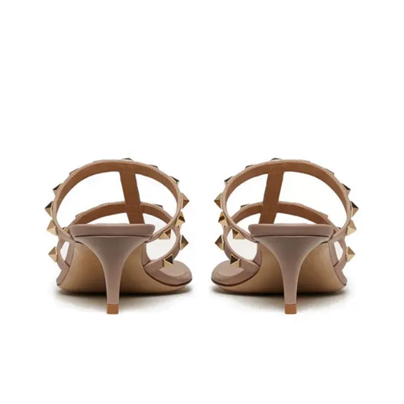 Valentino Rockstud Slim Heel High Heels 5cm Women's Nude-4