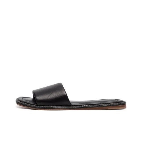 Brunello Cucinelli Monili-embellished Leather Slides