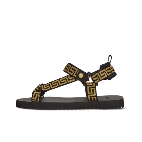 VERSACE La Greca Beach Sandals Men Black/Gold