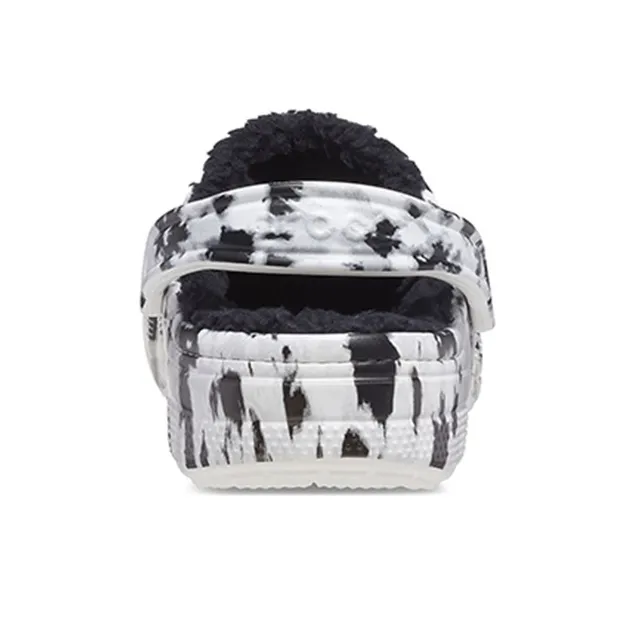 Crocs Baya Lined Clog Fleece Lined Unisex White Gray Slippers 'White Grey'-4