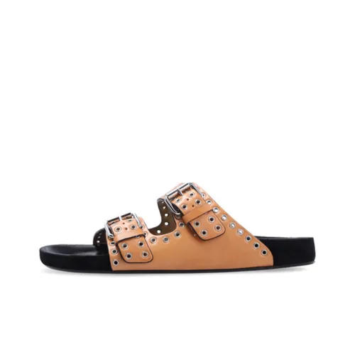 ISABEL MARANT Eyelet-embellished Leather Sliders