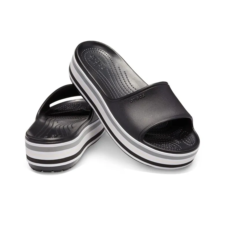 Crocs Crocband Platform Slides 'Black Grey White'-3